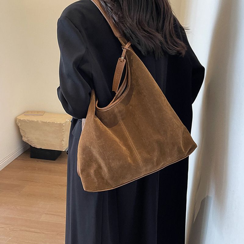 Borsa a tracolla casual da pendolare, grande capacità, in pelle scamosciata, stile Melard, autunno inverno 2025_voghion.com