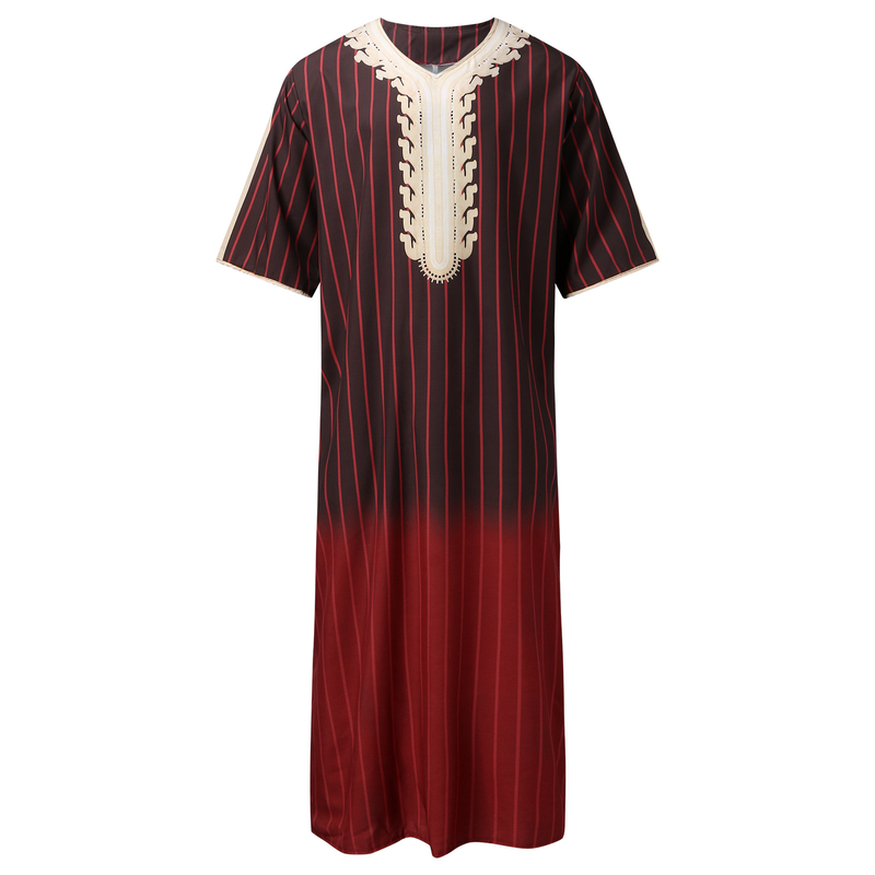 Moslim Toga losse, casual onesie met V-hals en middenmouwen voor heren_voghion.com
