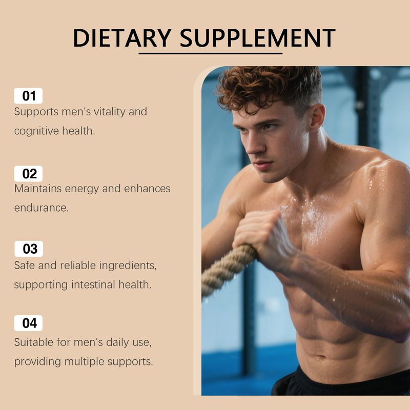 Cápsulas masculinas para el cuidado diario, refuerzo, vitalidad corporal, mejora del estado de resistencia._voghion.com