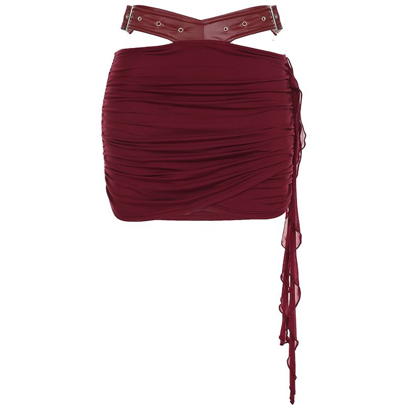 New Palace Style Waist-Cinching Strapless Top Leather Hollow Out Waist-Hugging Half Skirt Set For Women_voghion.com