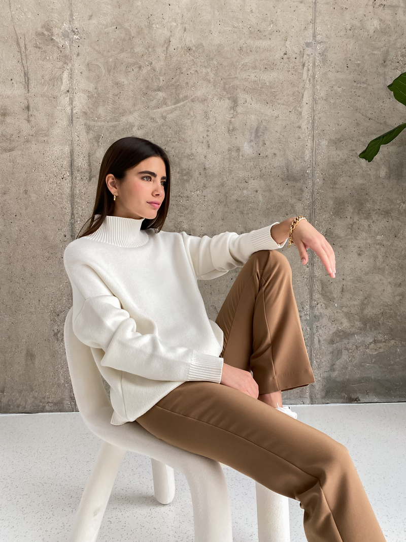 Vêtements pour femmes Mode féminine avec pull ample et chaud à demi-col roulé_voghion.com