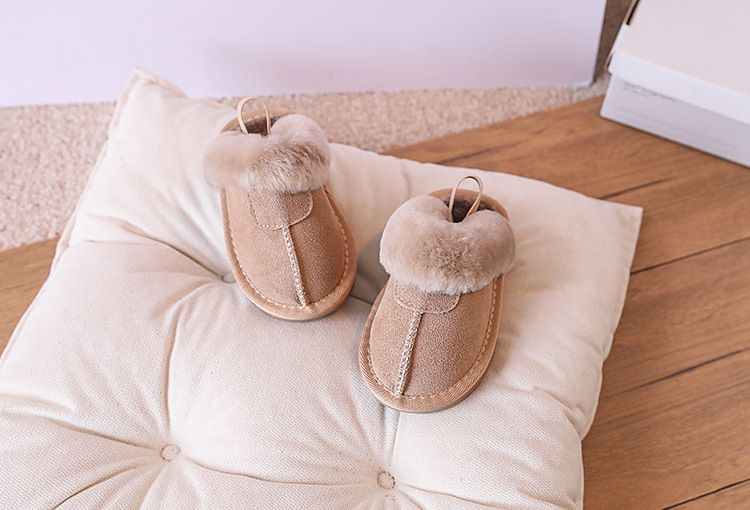 2023 neue Winter Baby Leder Warme Plüsch Kleinkind Kinder Schuhe Gummi Rutschfeste Innen Mode Kleine Mädchen Slipper_voghion.com