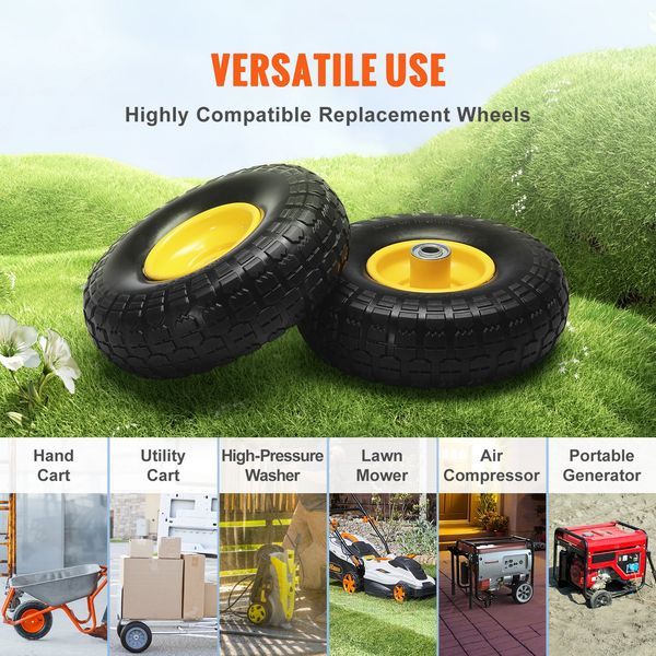 Solid PU Run-Flat Tire Wheel, 10', 2-Pack, 400 Lbs Dynamic Load, 450 Lbs Static Load, Flat Free Tubeless Tires And Wheels For Hand Truck, Utility C_voghion.com