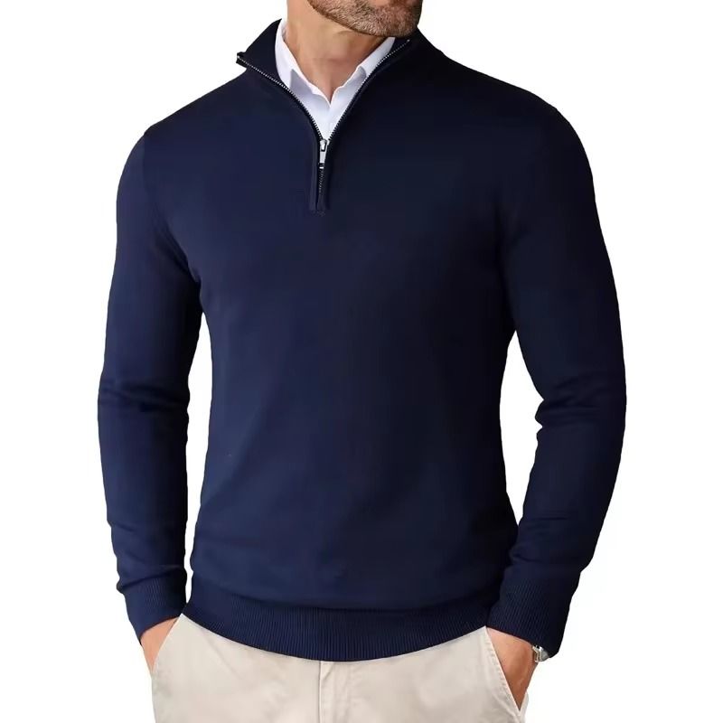 Men's Quarter Zip Up Sweaters Slim Fit Lightweight Pullover Outdoor Mock Neck Tops Half Turtleneck Knitted Streetwear_voghion.com