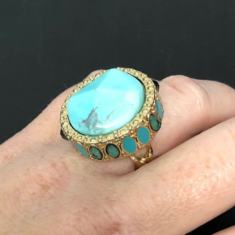 Laundry Gold-tone Resin & Simulated Composite Stones Ring_voghion.com