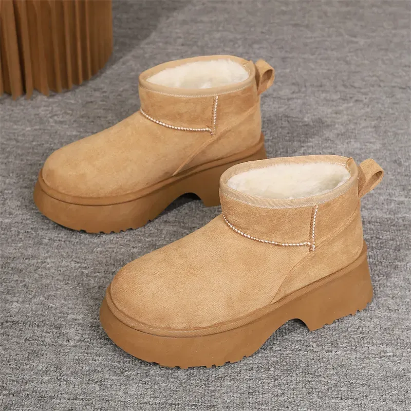 Chaussures en coton pour femme, chaudes et tendance, bottes de neige noires décontractées, livraison gratuite._voghion.com