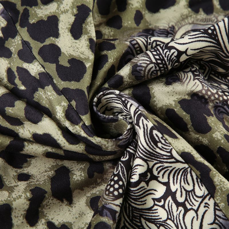 Leopardmönstrad Halsremsväst Sexig Rygglös Volangkant Mellanlång Topp Med Längd_voghion.com