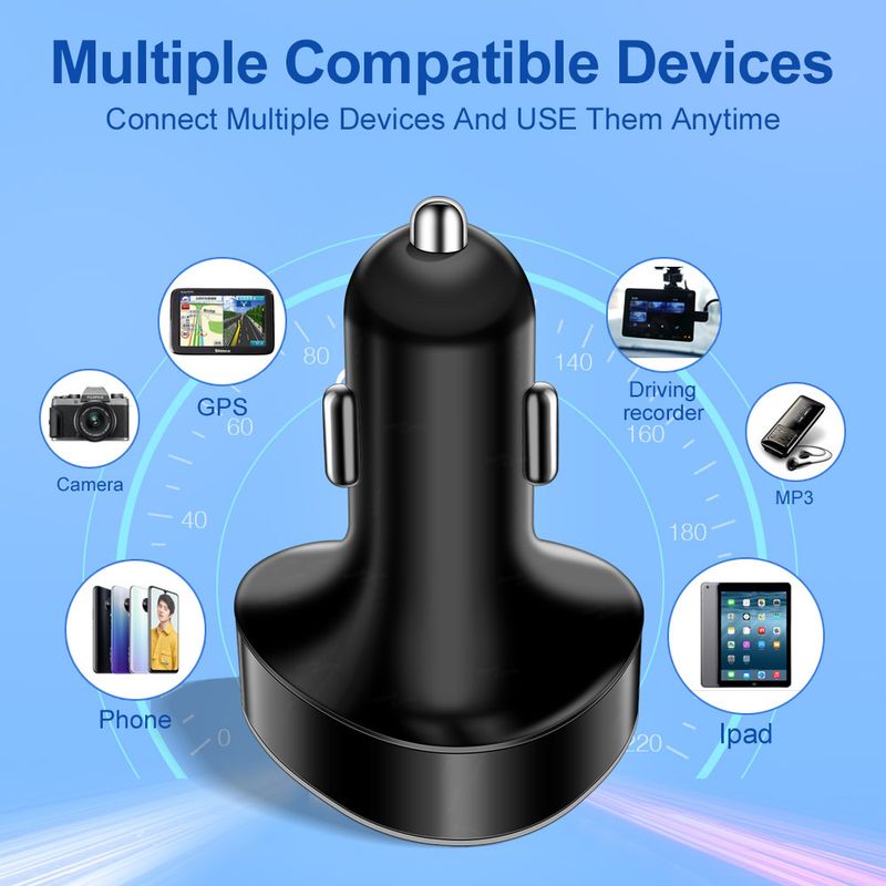 Music Festival  66W super fast in digital display 5-port with voltage charger, one to five multi port car charging_voghion.com