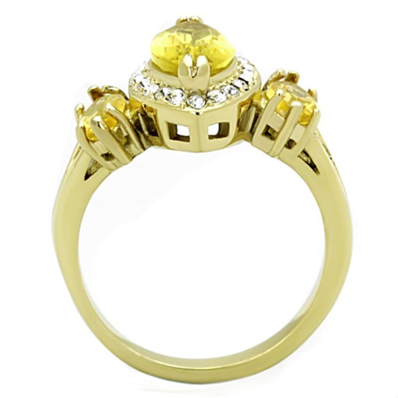 TK1578 - IP Gold(Ion Plating) Stainless Steel Ring with Synthetic Synthetic Glass in Topaz_voghion.com