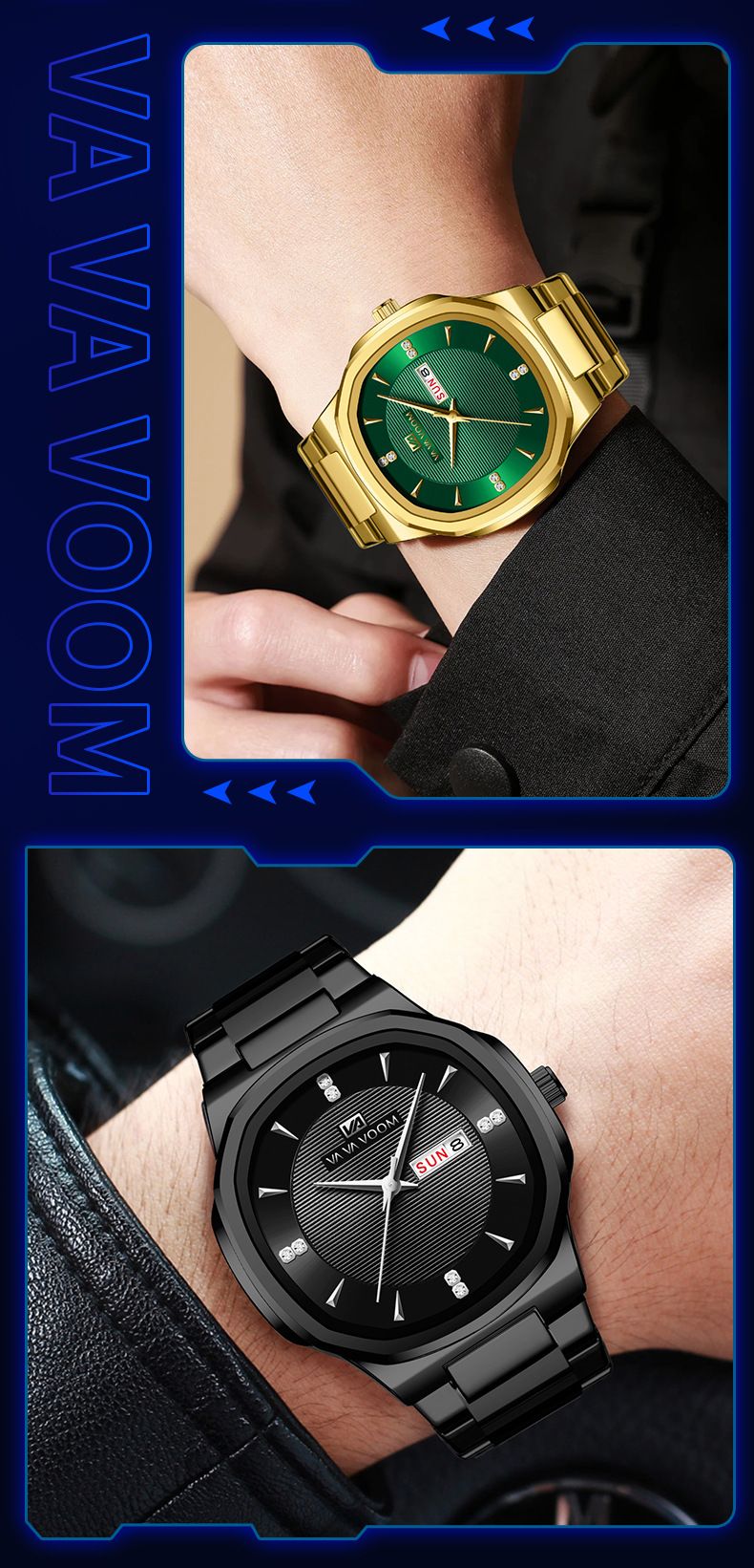 VAVA VOOM Brand Men's Watch Fashion Business Calendar Quartz Waterproof Men's Watch_voghion.com