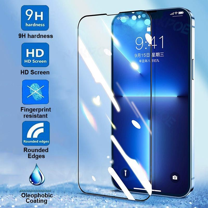 100D saugus grūdintas stiklas, skirtas Apple iPhone 14 13 12 11 Pro Max mini ekrano apsauga iPhone X XR XS Max apsauginė stiklo plėvelė_voghion.com