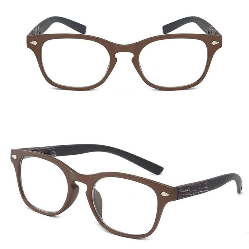 Moda Quadrato Retro Lettura Uomo Donna Legno Venatura Occhiali da Vista Presbiti Computer Occhiali Lente di Ingrandimento Occhiali Diottrie + 1.0...4.0_voghion.com