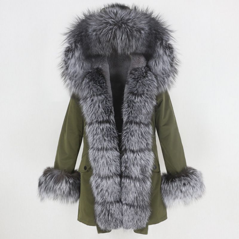 Women's Clothing hot sale winter parka for women with detachable fox fur collar lining fashionable warm ladies mid length coat_voghion.com