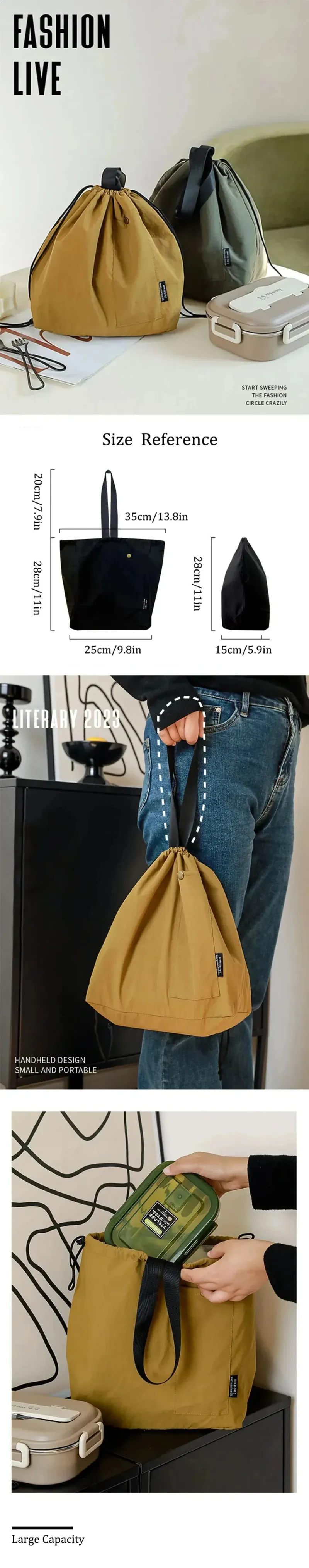 Outdoor Portable Picnic Insulated Lunch Bag Rice Student Bento For Picnics And Travel 250318l_voghion.com
