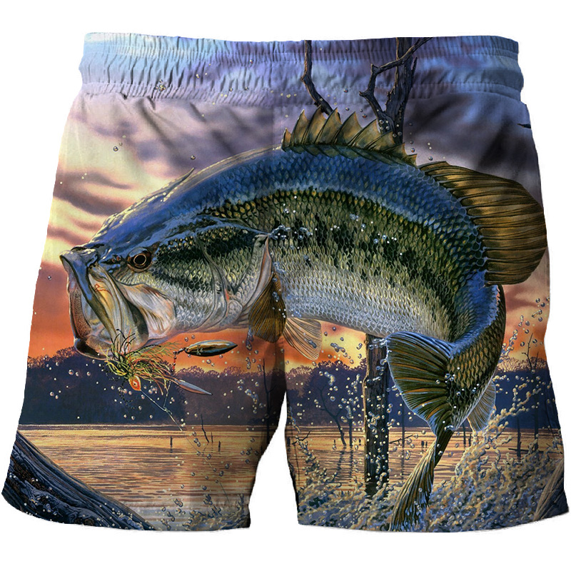 3D printed Fish and Beach Men's Swimming trunks Swimsuit Shorts Beach Men's swimming trunks Surfing 2023_voghion.com