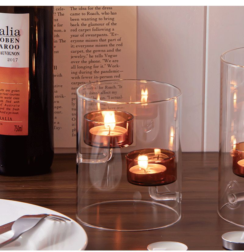 Hurricane Glass Candle Holder - Brown Windproof Cylinder Candle Stand For Romantic Dinner, Home Decor & Gift_voghion.com