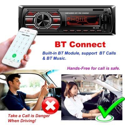RK-535 automašīnas stereo radio MP3 audio atskaņotājs ar tālvadības pulti, atbalsta Bluetooth brīvroku zvanu / FM / USB / SD slotu_voghion.com