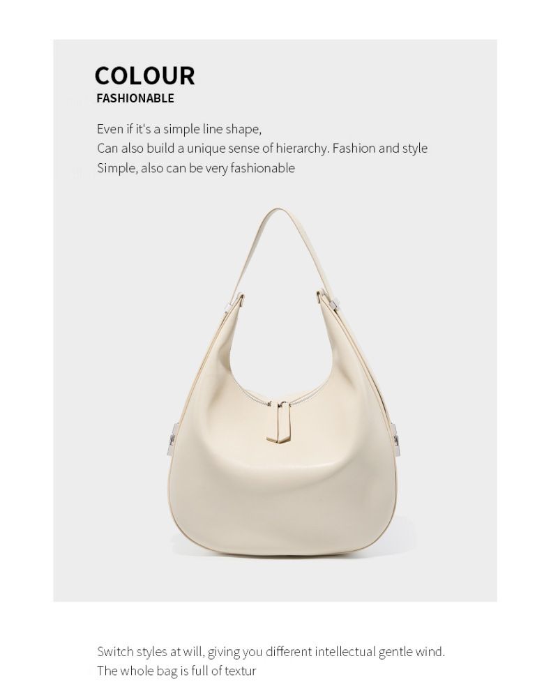 Borsa a tracolla da donna in vera pelle di vacchetta, modello a mezzaluna, con design primaverile ed estivo._voghion.com