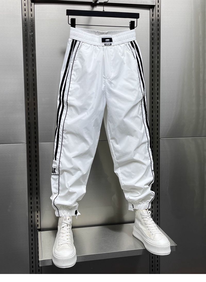 Trendy gestreifte Sommer-Sporthose für Herren, dünn, schnelltrocknend, modische, vielseitige Freizeit-Leggings für Jugendliche, verkürzte Hose_voghion.com