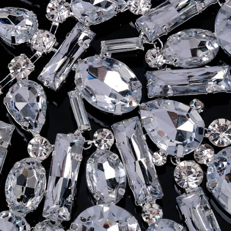 Luxurious Geometric Necklace, Exaggerated Rhinestone Collarbone Chain, Banquet Accessory Women, Necklace_voghion.com