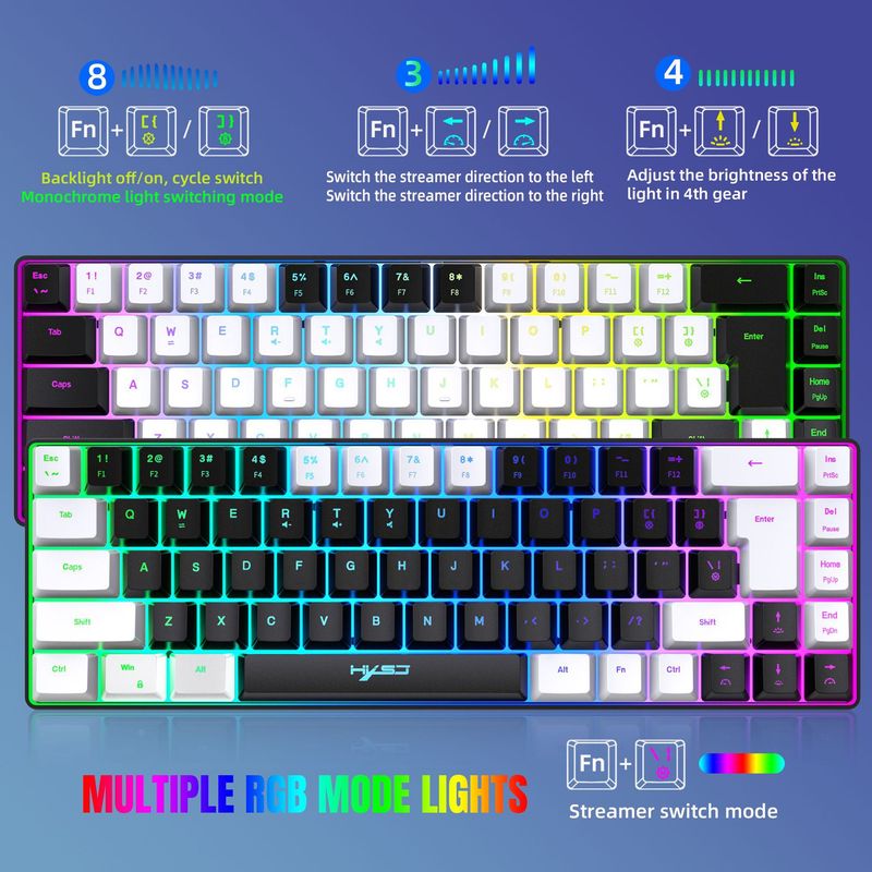 2023 New Gaming Membrane 68 Keys Key Line Separation RGB Backlight Multi-function Wired Keyboard_voghion.com
