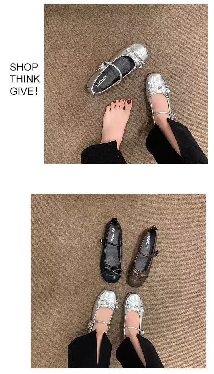 Scarpe da ballo con punta tonda e gonna leggera in argento, Mary Jane da donna_voghion.com