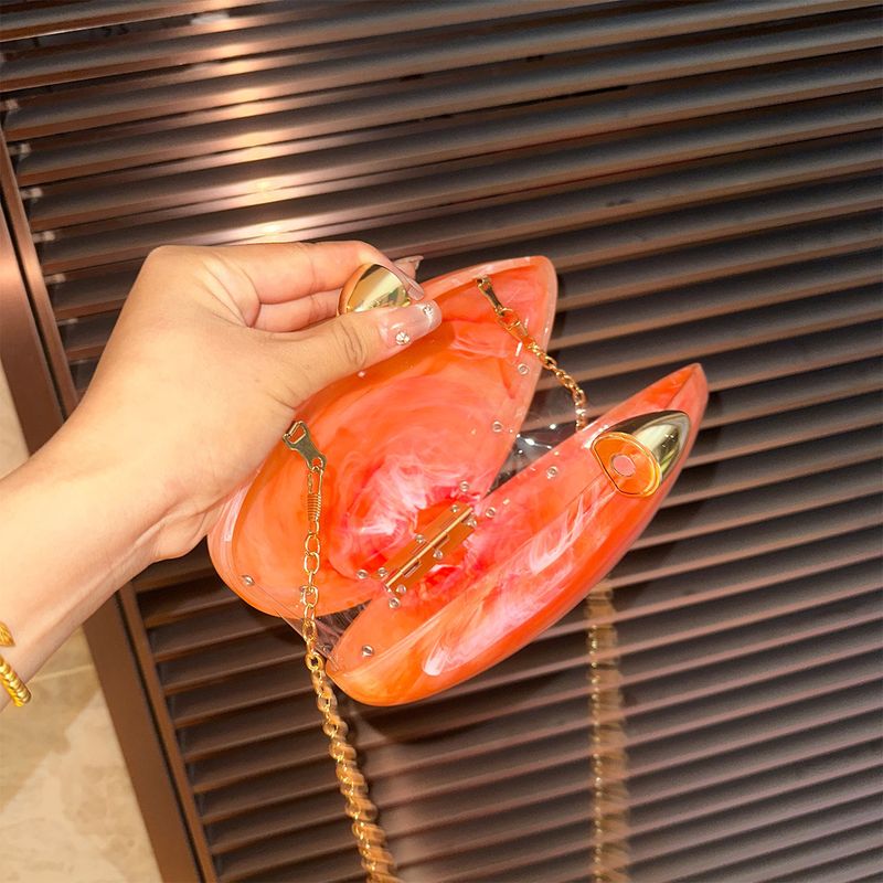 Neue Mode Marmor Muster Acryl Damen Clutch Nischendesign Oval Abend Umhängetasche_voghion.com
