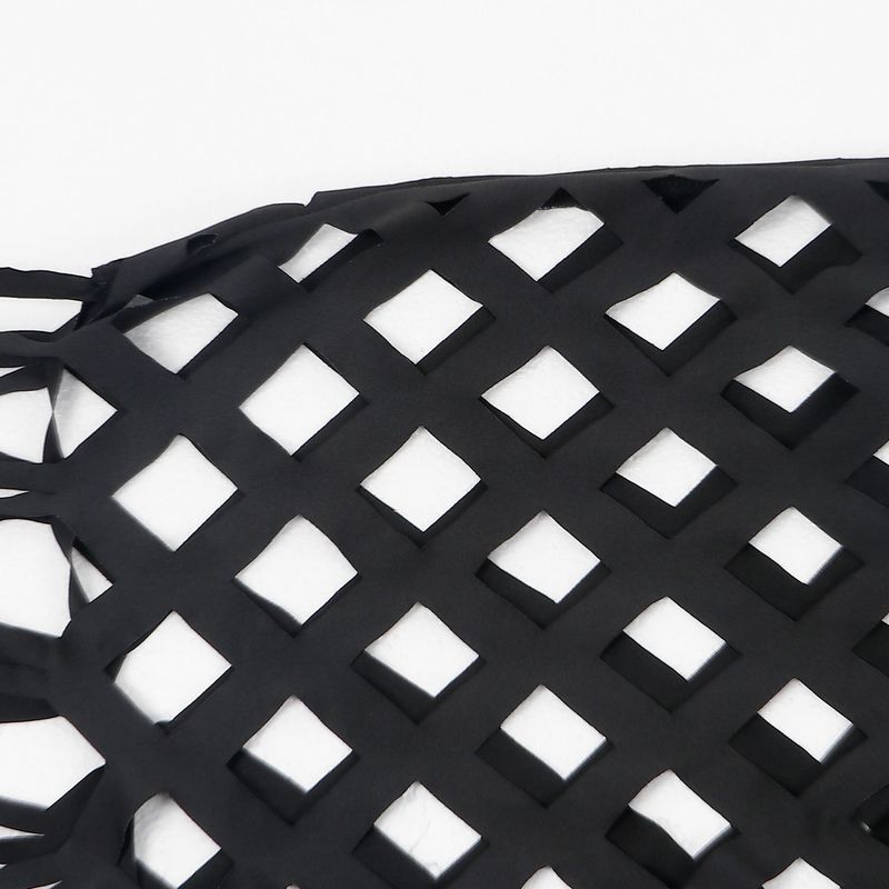 Abito da discoteca in due pezzi da donna, aderente, con nappe in rete cava, che copre i fianchi_voghion.com