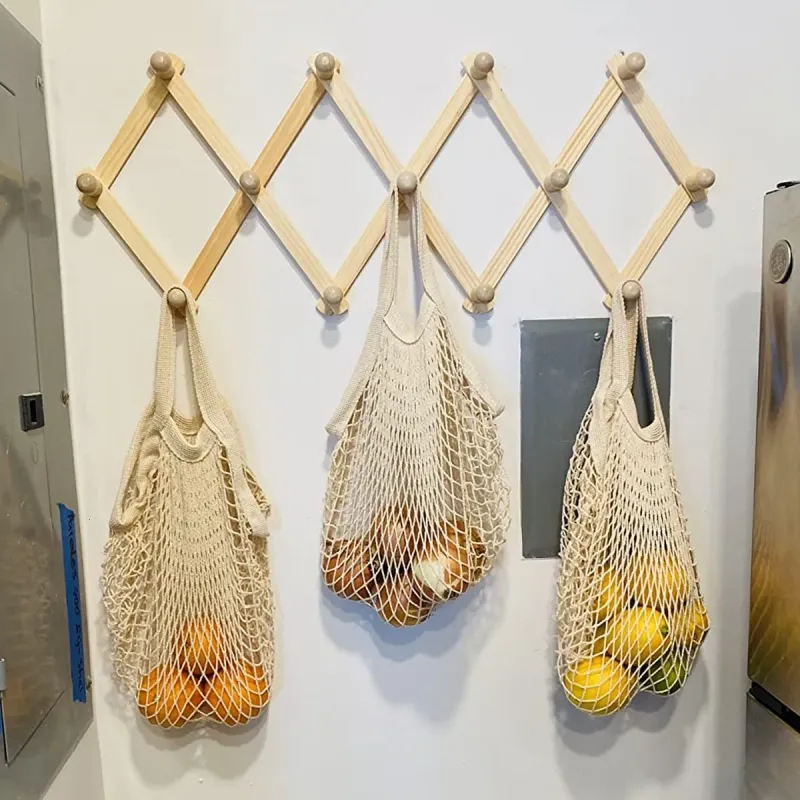 20 colori borse per la spesa in tela borsa a rete portatile riutilizzabile pieghevole per frutta e verdura borsa lunga Bolsas De_voghion.com