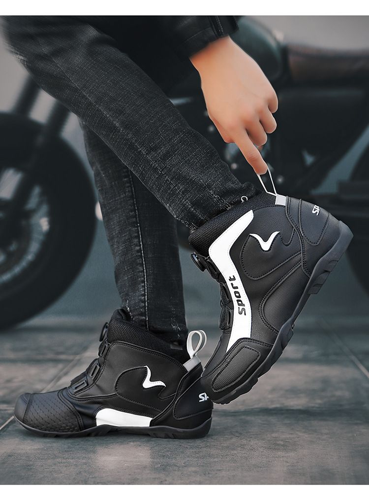 Pantofi noi de motocicletă pentru bărbați și femei, ghete de motocicletă off-road pentru patru sezoane, ghete scurte de curse, echipament de călătorie cu autoblocare pentru motociclete_voghion.com
