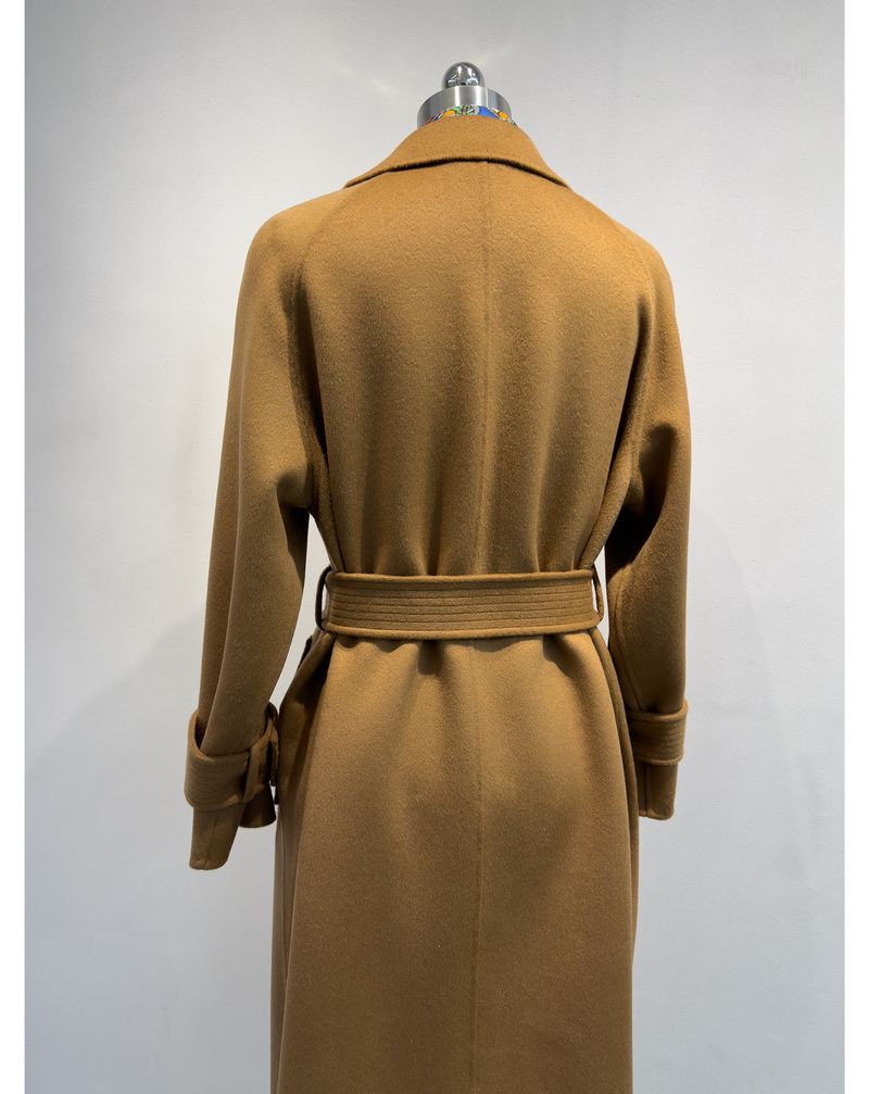 Trench double-face di lusso in misto cashmere e seta per donna – Elegante design con spalle scese, cappotto lungo aderente con drappeggio lusinghiero_voghion.com