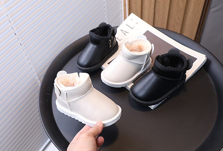 Kinder-Winterstiefel – Warme Baumwoll-Halbschuhe für Jungen und Mädchen (Schwarz/Weiß, Größen 17–28)_voghion.com