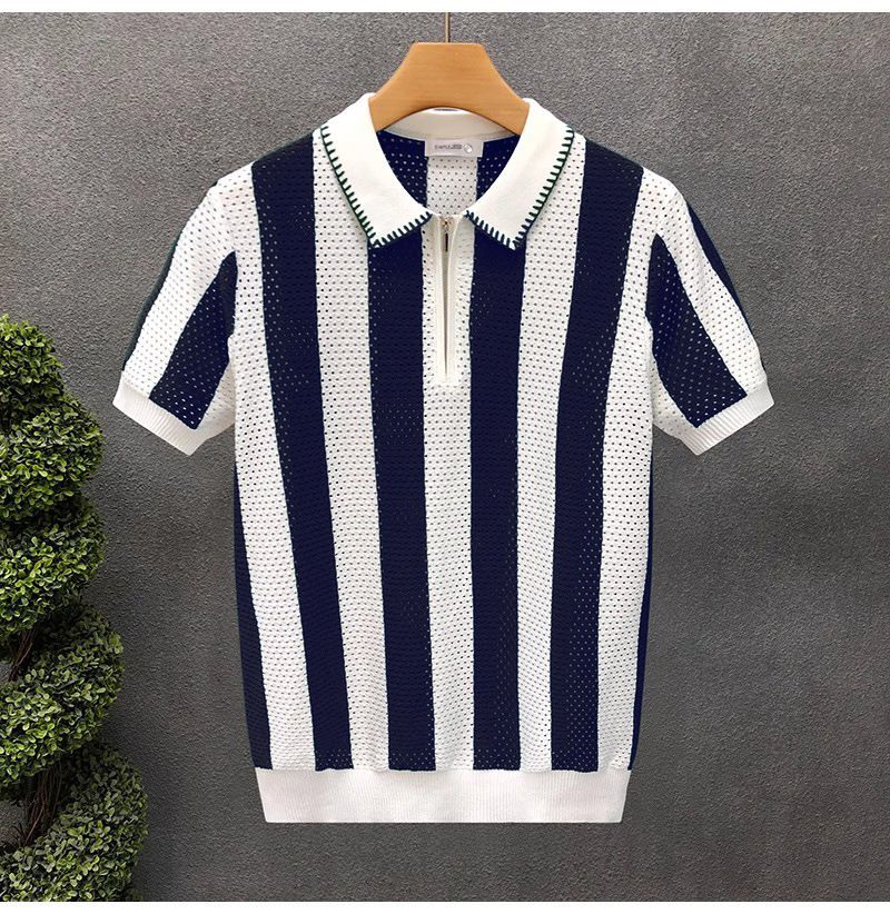 Herrenbekleidung Revers Kurzarm Poloshirt Herren Trendy Sommer T-Shirt Slim Trend Neues All Match T-Shirt Top_voghion.com