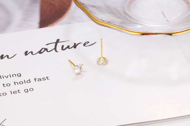 Orecchini in argento sterling S925 – Orecchini a bottone in zircone placcato oro a 4 griffe, accenti di diamanti INS, mini gioielli di tendenza_voghion.com