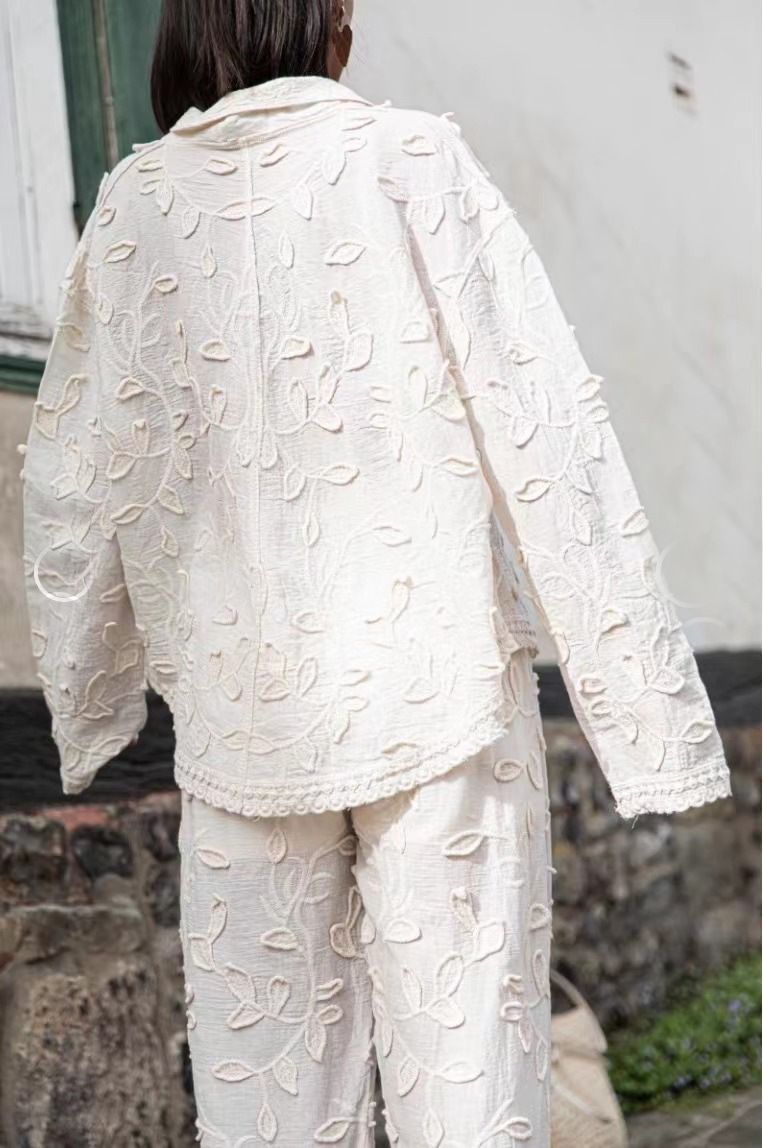 Women's Clothing Fashionable Silk Cotton Jacquard Two-piece Set _voghion.com