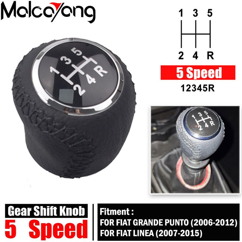 MT 5/6 Speed Gear Shift Knob For Fiat Grande Punto 2006-2012 ea 2007-2015 55344881 55349796 Leather Shifter Lever_voghion.com