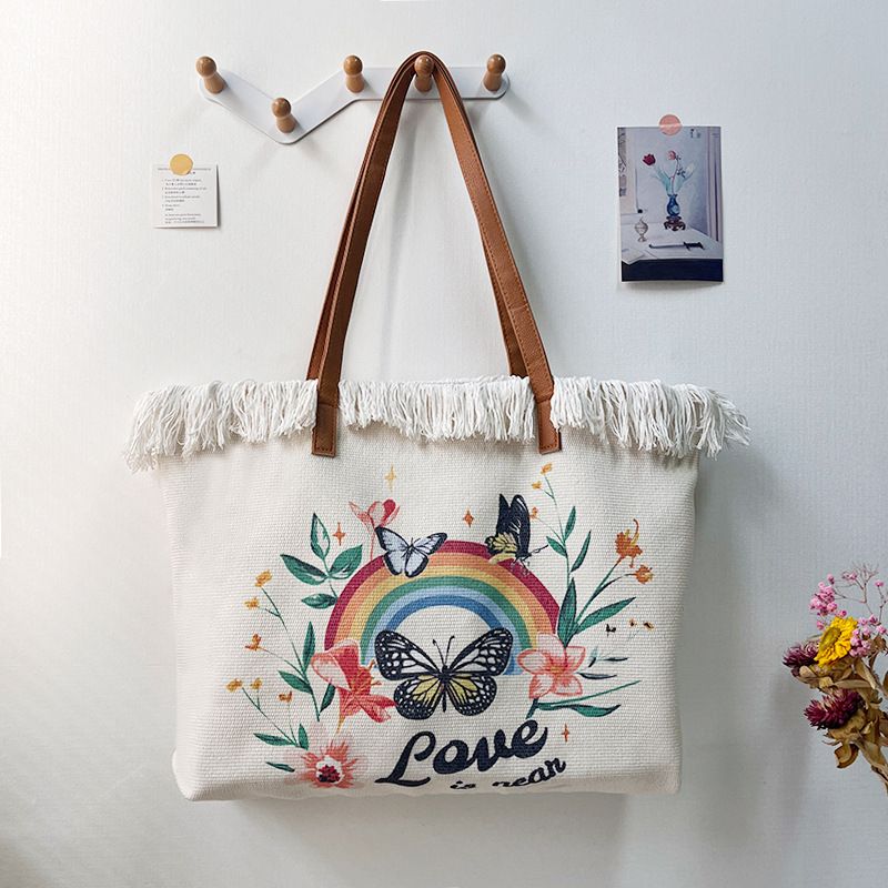 Nowa torba plażowa na ramię z zamkiem błyskawicznym i dużą pojemnością, z frędzlami_voghion.com