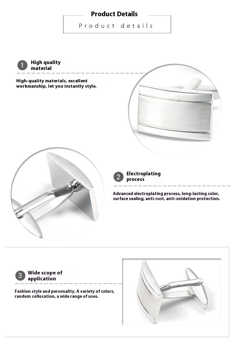 Neue minimalistische Manschettenknöpfe aus glatt gebürstetem massivem Metall für Business-Herren. Klassische französische Manschettenknöpfe für Herrenhemden. Weihnachtsgeschenke_voghion.com