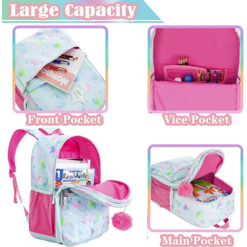 Rucksäcke Bikab Schultaschen 3 in 1 Kinder für Mädchen 16" Mädchen Set Tasche wasserdicht 230803_voghion.com