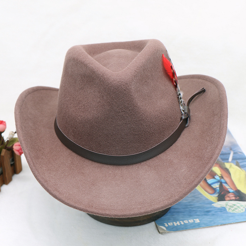 Tibetansk ull cowboyhatt vestlig gentleman filthatt jazzhatt herre vinterhatt_voghion.com