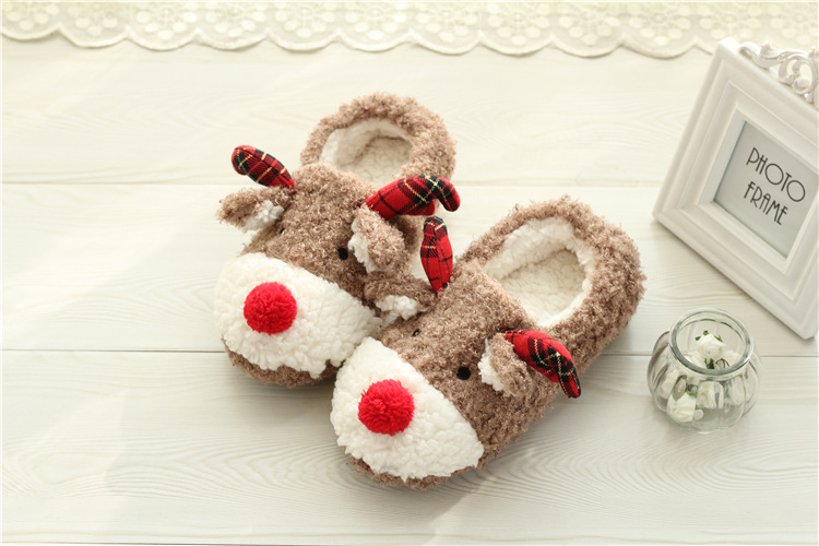 Beliebte Außenhandelshausschuhe für Frauen, Winter, Weihnachten, Plüsch, handgefertigt, mit Nestschuhen, rutschfest, reine Baumwolle_voghion.com