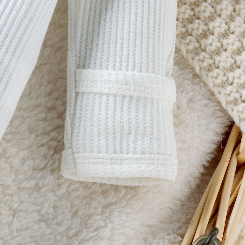 Mother & Kids Baby Girl’s Waffle-Knit Bodysuit With Flutter Sleeves – Soft & Stylish, 0-12M"_voghion.com