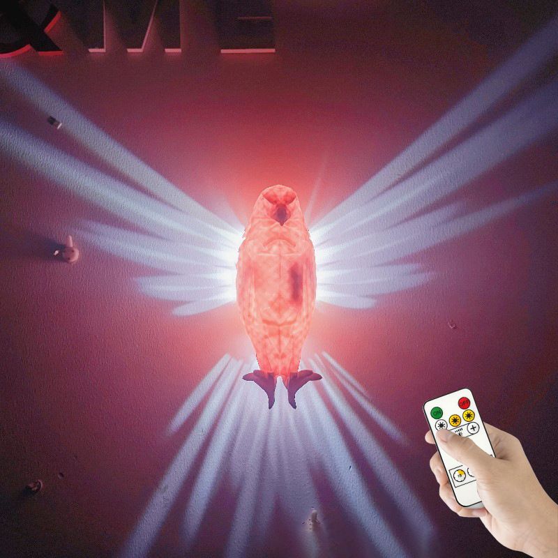 Uhu Tier Projektion 3D Druck Nacht LED Atmosphäre Dekorative Wand Hängende Lampe_voghion.com