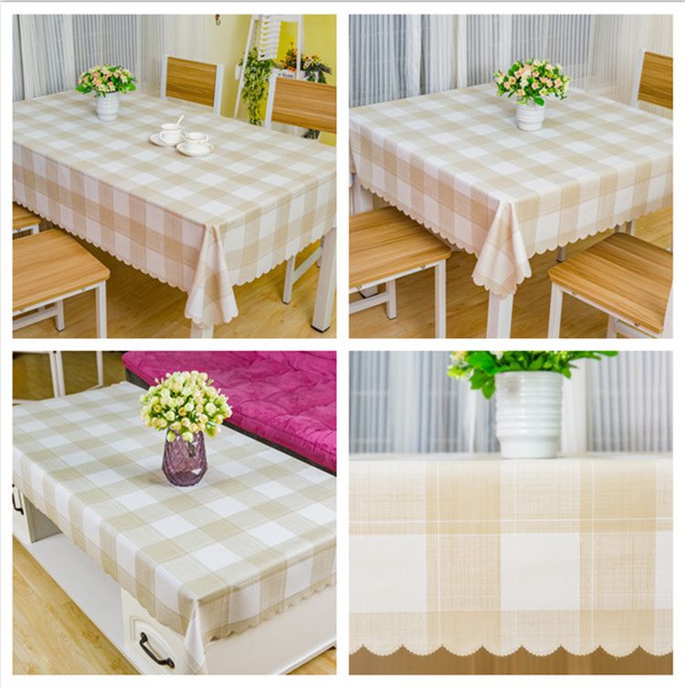 Nappe imperméable et résistante à l'huile, sans lavage, couleur café, nappe carrée à carreaux_voghion.com
