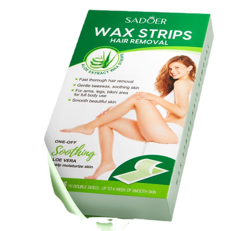 SADOER Aloe Vera Łagodny i łagodzący dwustronny papierowy krem do depilacji ciała z woskiem_voghion.com