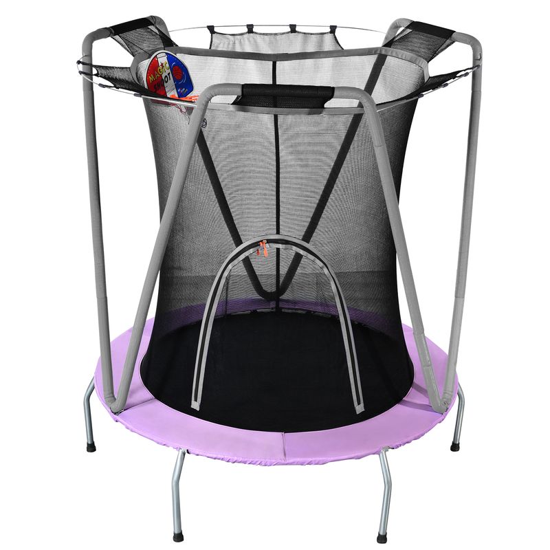 Rundes Gartentrampolin Für Innen- Und Außenbereich, Verzinkter Stahl, Bis 50 Kg, Lila/Grau_voghion.com