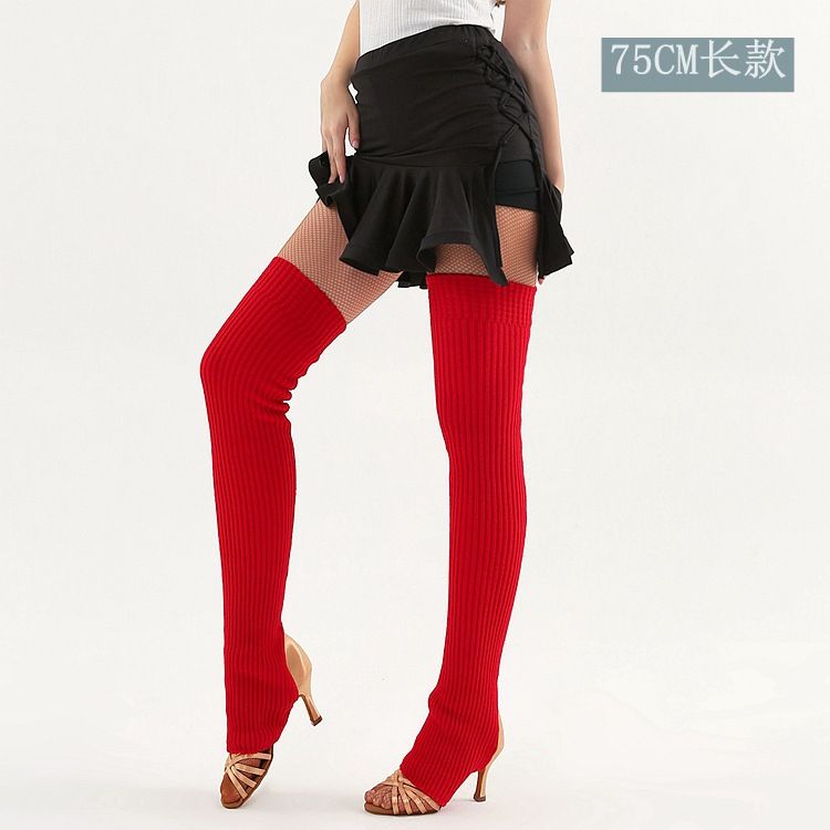 Set di calzini da danza in pile, caldi e caldi, coprigambe, yoga, balletto, da donna, lavorati a maglia, lunghi sopra il ginocchio, 75 cm_voghion.com