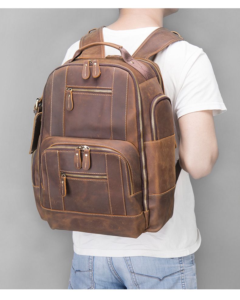 Retro Rugzak Crazy Horse Leren Outdoor Reistas Grote Capaciteit Multifunctionele Computertas Reisrugzak_voghion.com