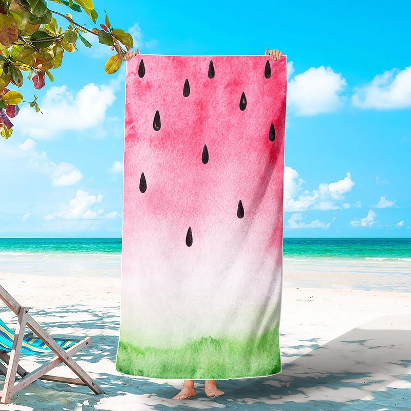 Toalha de praia de melancia estampada toalha de surf adulto cobertor absorvente à beira-mar xale_voghion.com