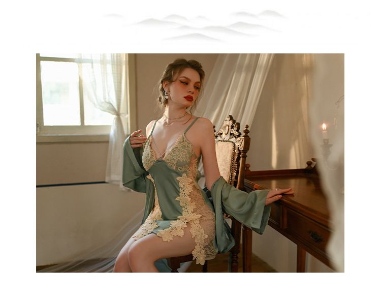 Alluring Hollow-Out Nightdress - Lace Trimmed Sleep Dress With Sheer Details For Intimate Nights_voghion.com